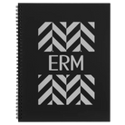 Large black spiral notebook laser etched with 'Pattern with Initials' design