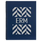 Large blue spiral notebook laser etched with 'Pattern with Initials' design