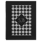 Large black spiral notebook laser etched with 'Argyle' design