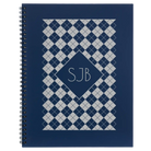 Large blue spiral notebook laser etched with 'Argyle' design