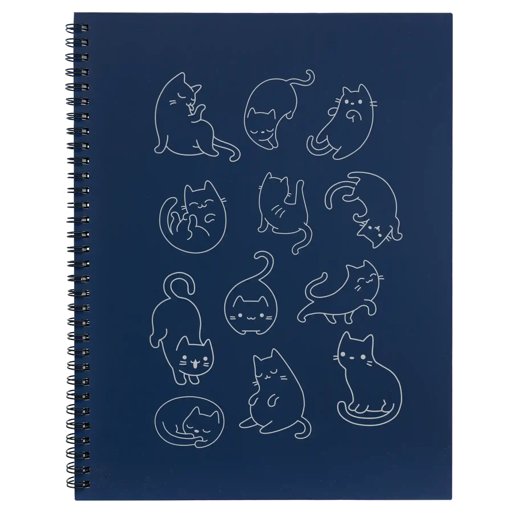 Large blue spiral notebook laser etched with 'Multi-Cat' design