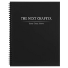 Large black spiral notebook laser etched with 'Next Chapter' design