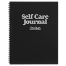 Large black spiral notebook laser etched with 'Self Care' design