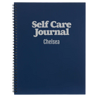 Large blue spiral notebook laser etched with 'Self Care' design