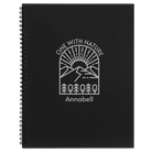 Large black spiral notebook laser etched with 'One with Nature' design