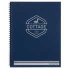 Large blue spiral notebook laser etched with 'I'm Coming to the Cottage (Loon)' design