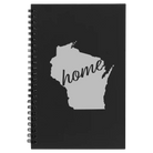 Small black spiral notebook laser etched with 'Wisconsin Home' design