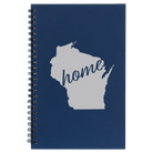 Small blue spiral notebook laser etched with 'Wisconsin Home' design