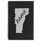 Small black spiral notebook laser etched with 'Vermont Home' design