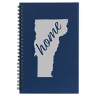 Small blue spiral notebook laser etched with 'Vermont Home' design