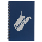Small blue spiral notebook laser etched with 'West Virginia Home' design