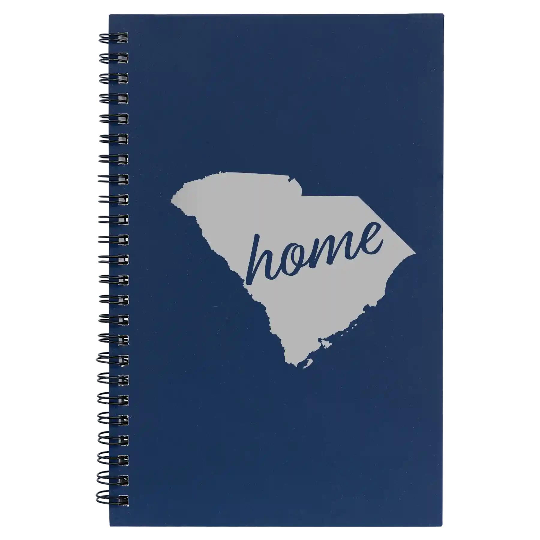 Small blue spiral notebook laser etched with 'South Carolina Home' design