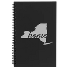Small black spiral notebook laser etched with 'New York Home' design