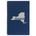 Small blue spiral notebook laser etched with 'New York Home' design