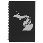 Small black spiral notebook laser etched with 'Michigan Home' design