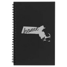 Small black spiral notebook laser etched with 'Massachusetts Home' design