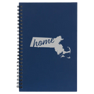 Small blue spiral notebook laser etched with 'Massachusetts Home' design