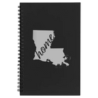 Small black spiral notebook laser etched with 'Louisiana Home' design