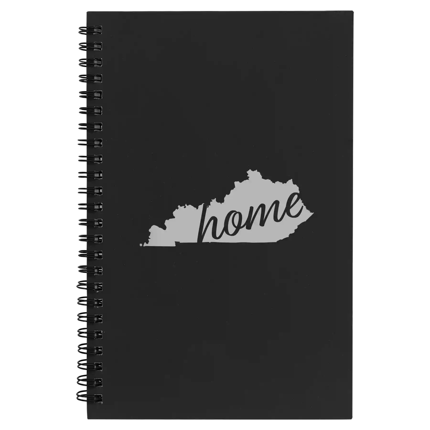 Small black spiral notebook laser etched with 'Kentucky Home' design