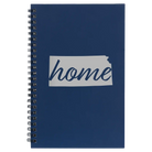 Small blue spiral notebook laser etched with 'Kansas Home' design