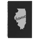 Small black spiral notebook laser etched with 'Illinois Home' design