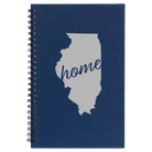 Small blue spiral notebook laser etched with 'Illinois Home' design