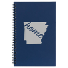 Small blue spiral notebook laser etched with 'Arkansas Home' design