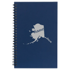 Small blue spiral notebook laser etched with 'Alaska Home' design