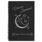 Small black spiral notebook laser etched with 'Dream Journal' design