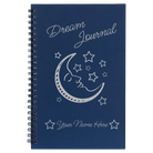Small blue spiral notebook laser etched with 'Dream Journal' design