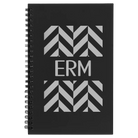 Small black spiral notebook laser etched with 'Pattern with Initials' design