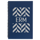 Small blue spiral notebook laser etched with 'Pattern with Initials' design