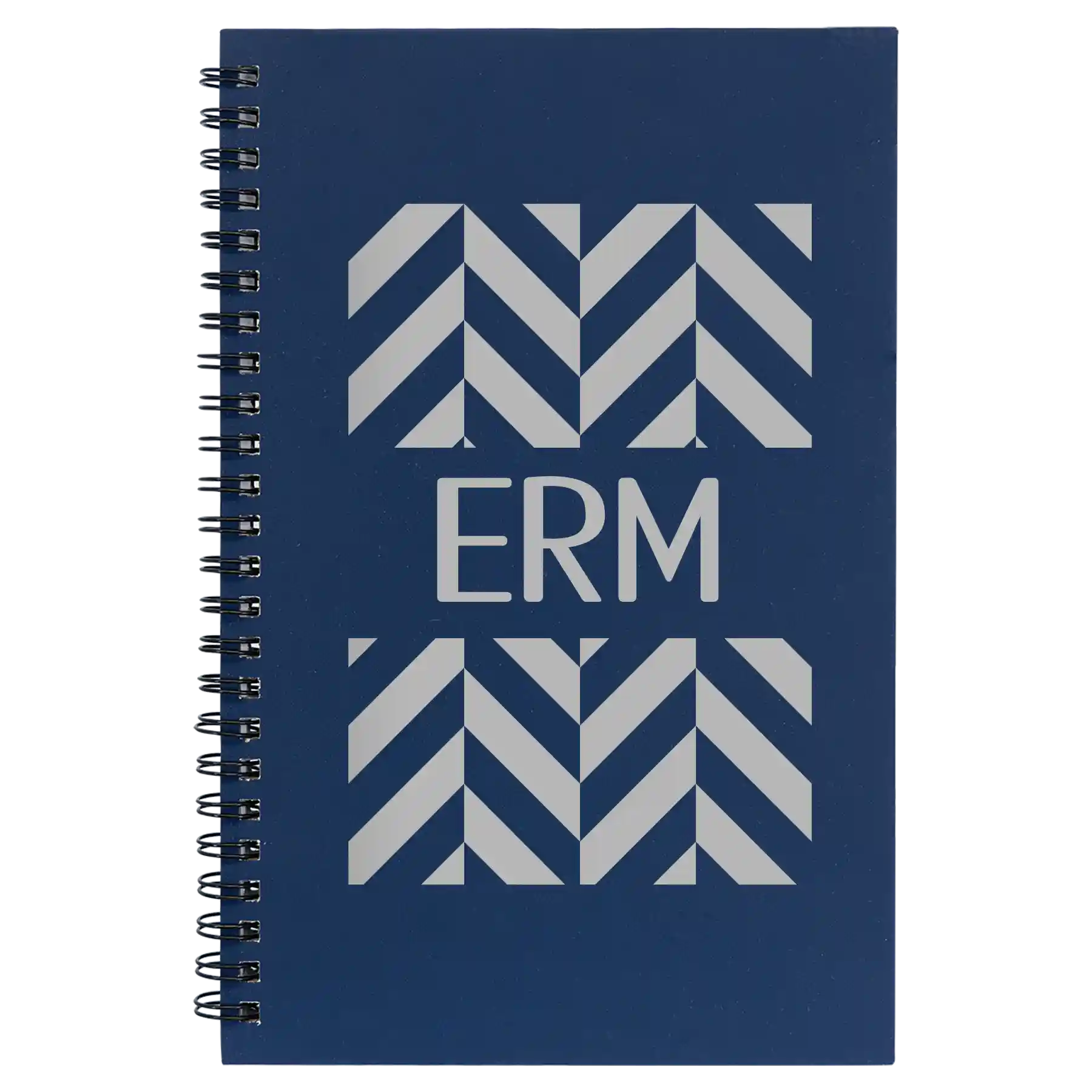 Small blue spiral notebook laser etched with 'Pattern with Initials' design