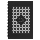 Small black spiral notebook laser etched with 'Argyle' design