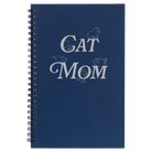 Small blue spiral notebook laser etched with 'Cat Mom' design