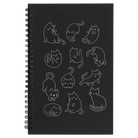 Small black spiral notebook laser etched with 'Multi-Cat' design