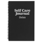 Small black spiral notebook laser etched with 'Self Care' design