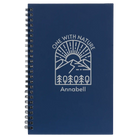 Small blue spiral notebook laser etched with 'One with Nature' design