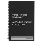 Small black spiral notebook laser etched with 'Times My Wife Was Right' design