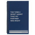 Small blue spiral notebook laser etched with 'The Times I wont Admit' design