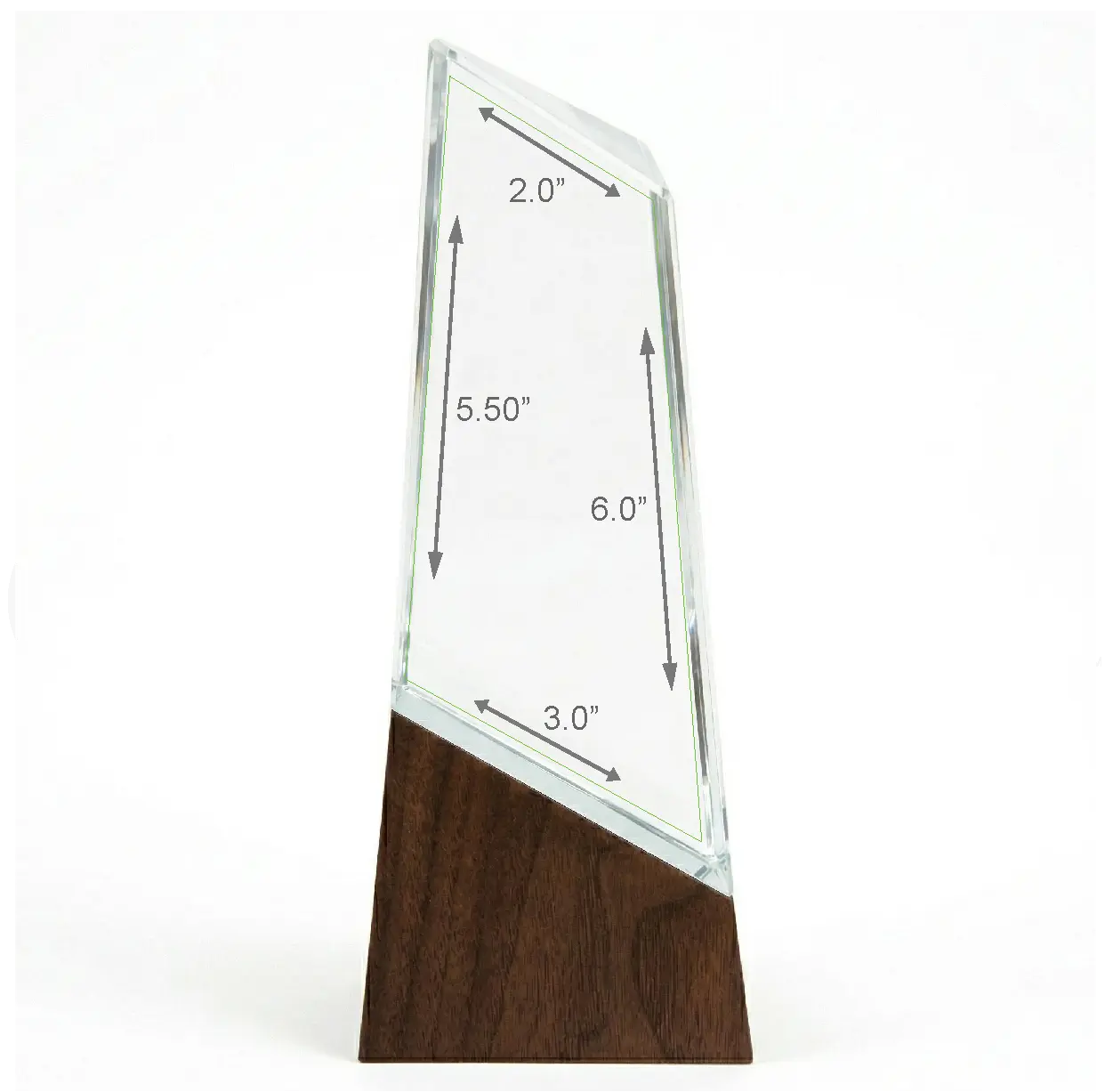 peak Sierra glass with walnut base 9 inch imprint area