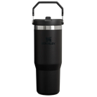 Back of black Stanley IceFlow 30 oz insulated tumbler with straw lid