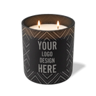 Customized black, dotted diamond pattern Wild Journey 12 oz Studio luxury candle with laser etched logo or design