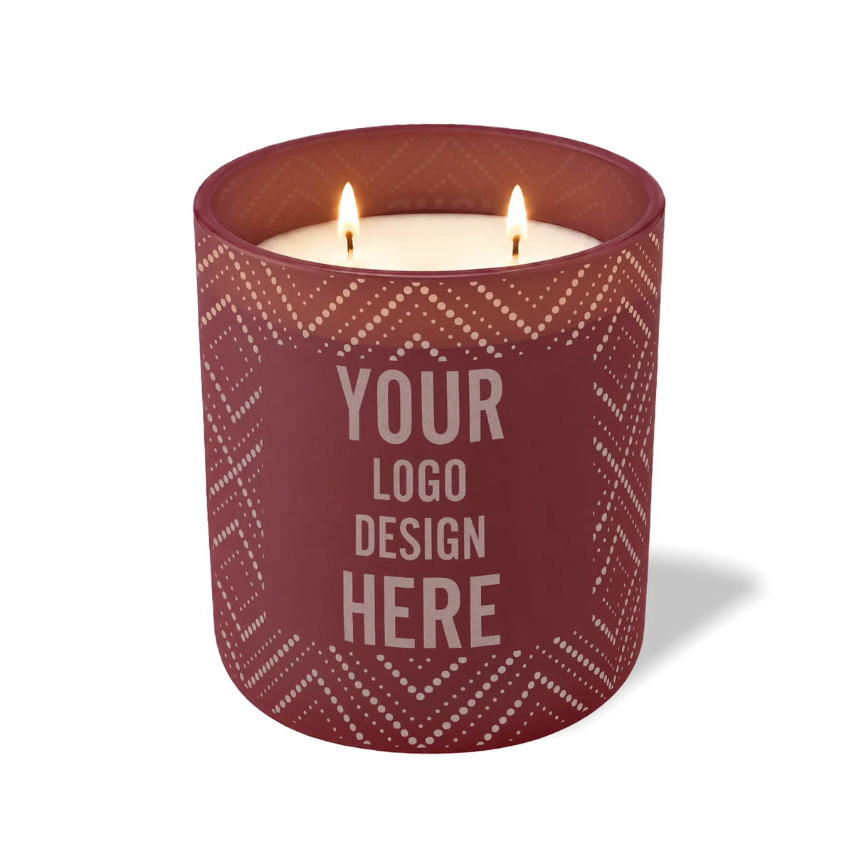 Customized burgundy, dotted diamond pattern Wild Journey 12 oz Studio luxury candle with laser etched logo or design