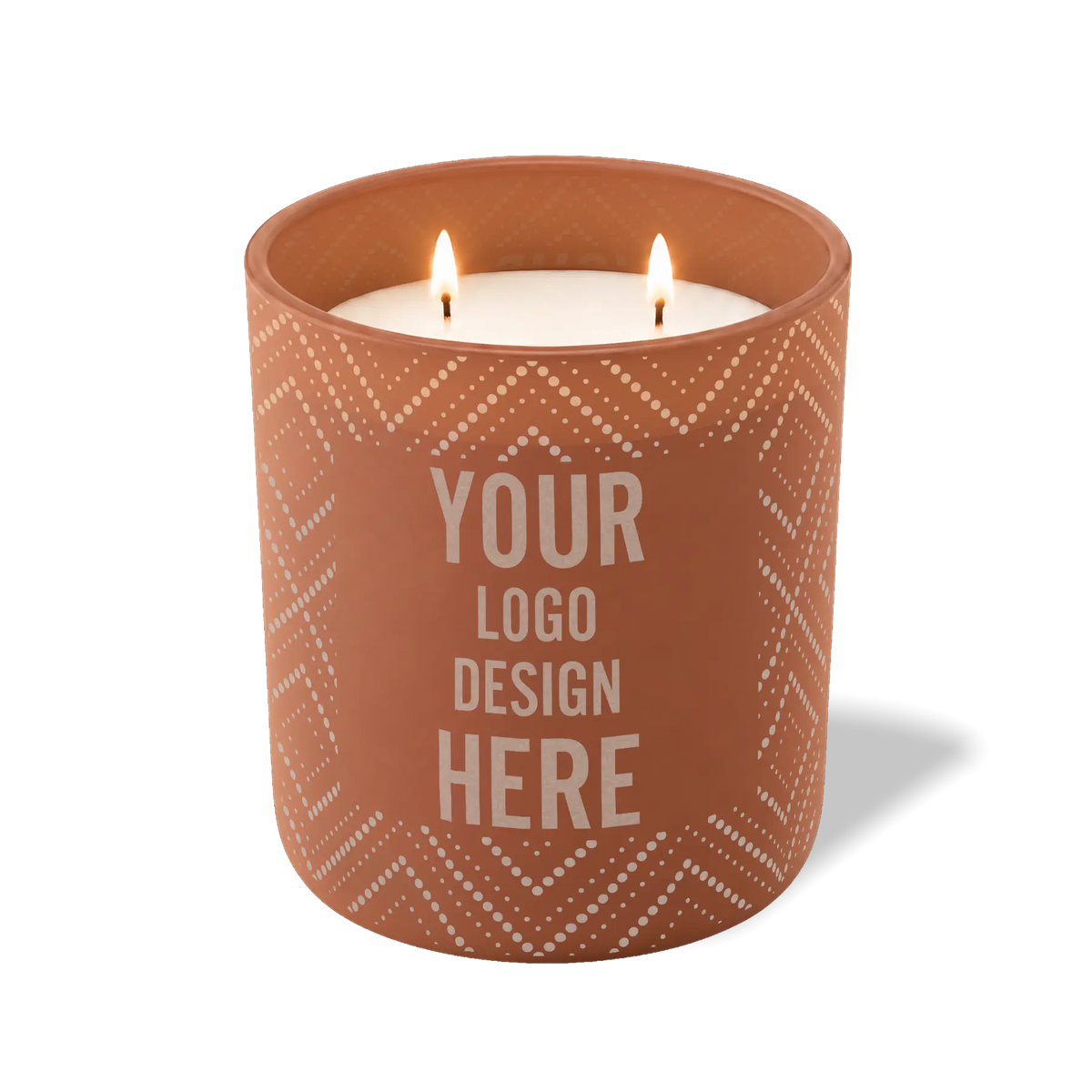Customized clay, dotted diamond pattern Wild Journey 12 oz Studio luxury candle with laser etched logo or design