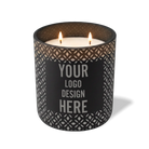 Customized black, bursts pattern Wild Journey 12 oz Studio luxury candle with laser etched logo or design