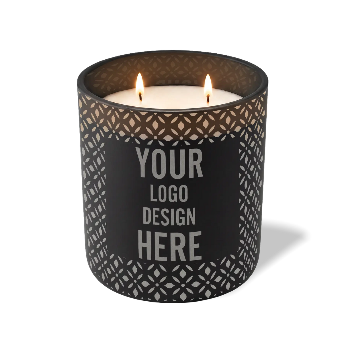 Customized black, bursts pattern Wild Journey 12 oz Studio luxury candle with laser etched logo or design