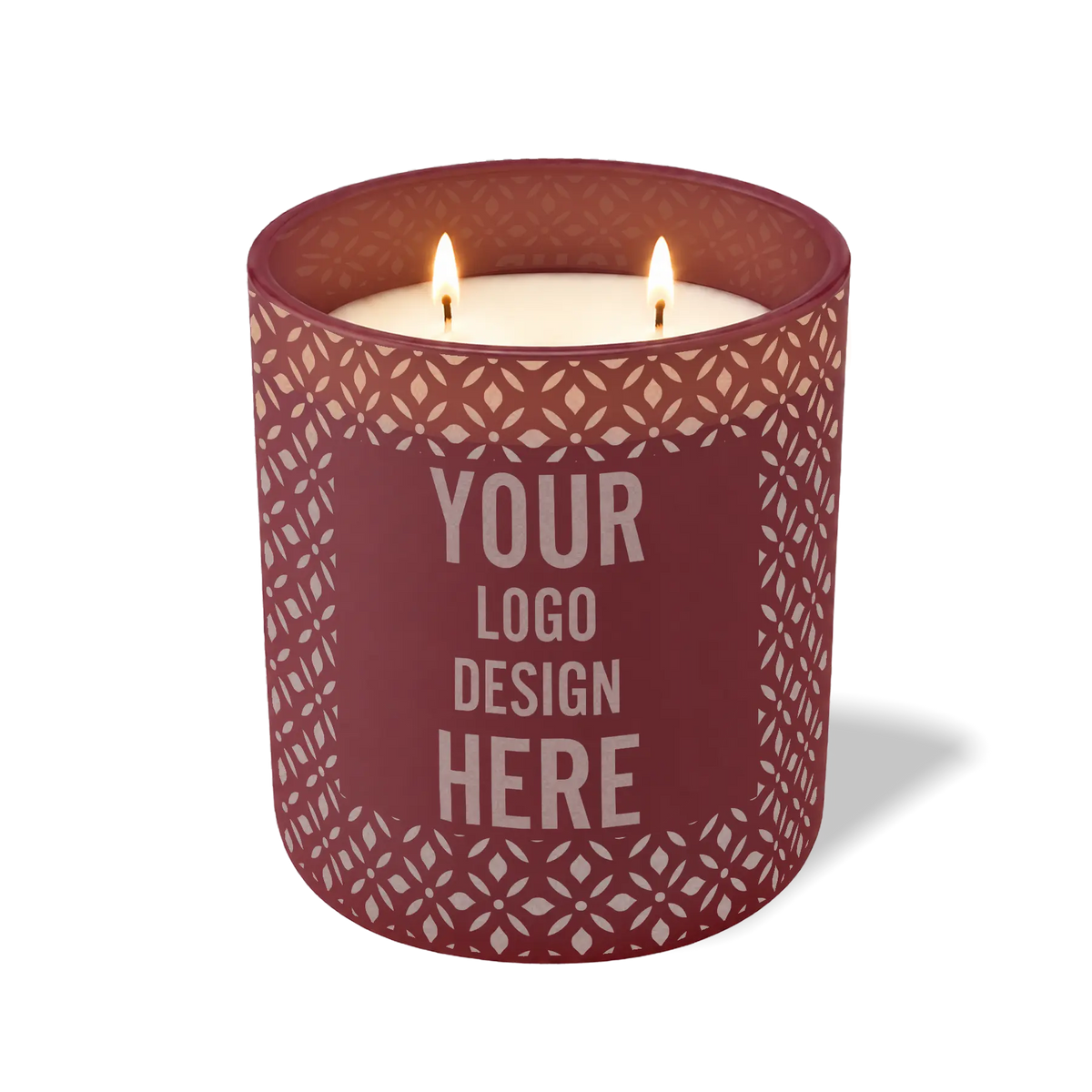 Customized burgundy, bursts pattern Wild Journey 12 oz Studio luxury candle with laser etched logo or design
