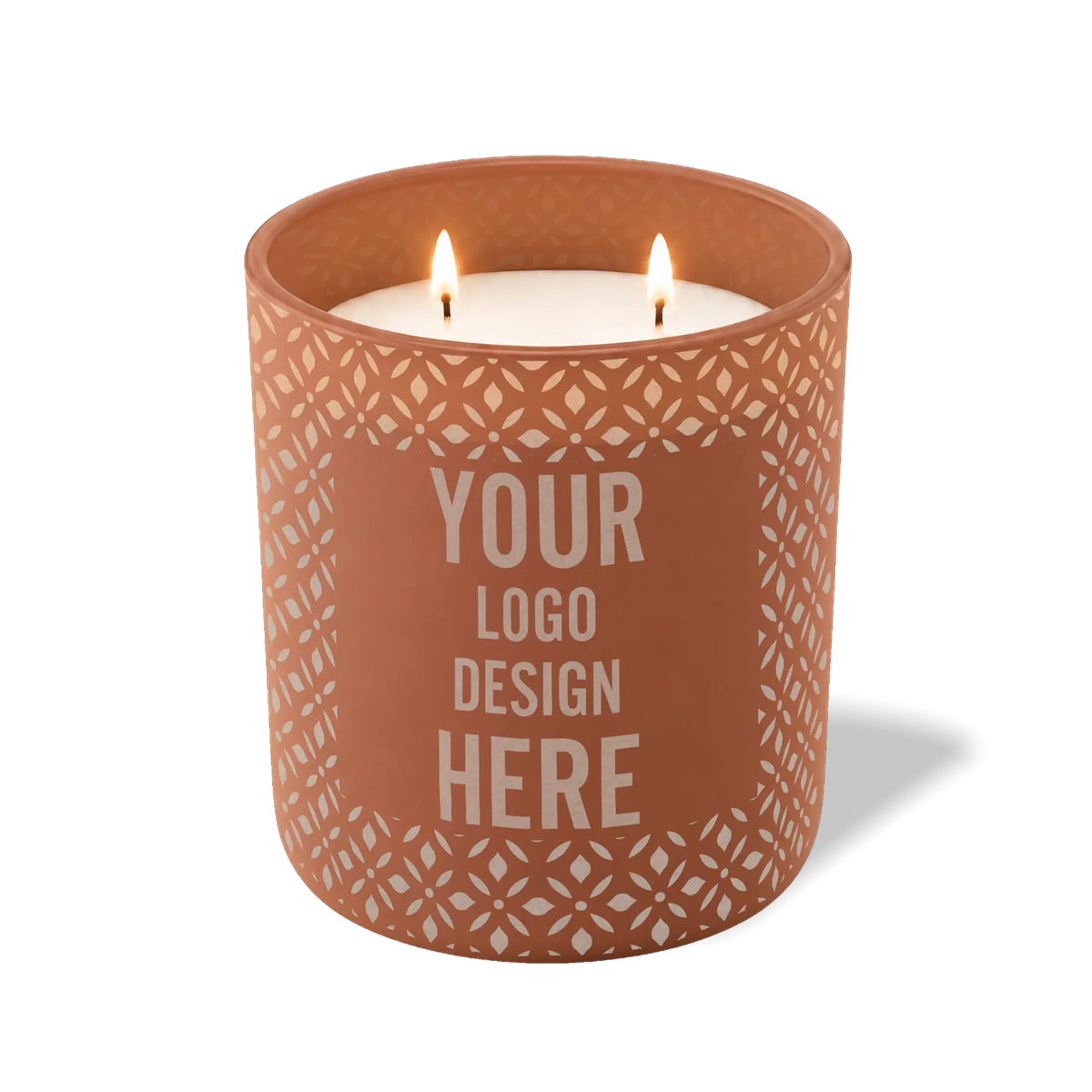 Customized clay, bursts pattern Wild Journey 12 oz Studio luxury candle with laser etched logo or design
