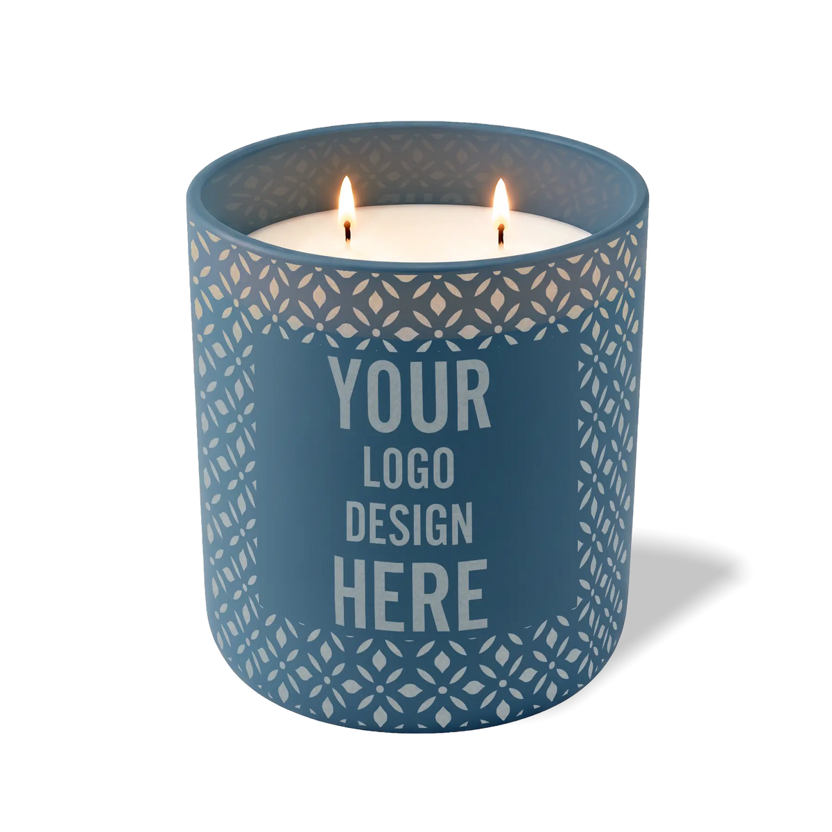 Customized cobalt, bursts pattern Wild Journey 12 oz Studio luxury candle with laser etched logo or design